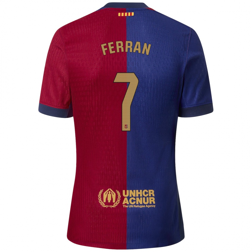 Femme Maillot Ferran Torres #7 Bleu Rouge Tenues Domicile 2024/25 T-Shirt Suisse