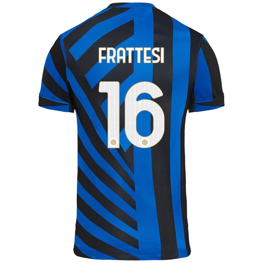 Damen Davide Frattesi #16 Blau Schwarz Heimtrikot Trikot 2024/25 T-Shirt Schweiz