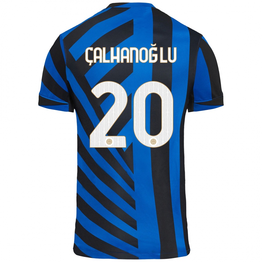 Femme Maillot Hakan Calhanoglu #20 Bleu Noir Tenues Domicile 2024/25 T-Shirt Suisse