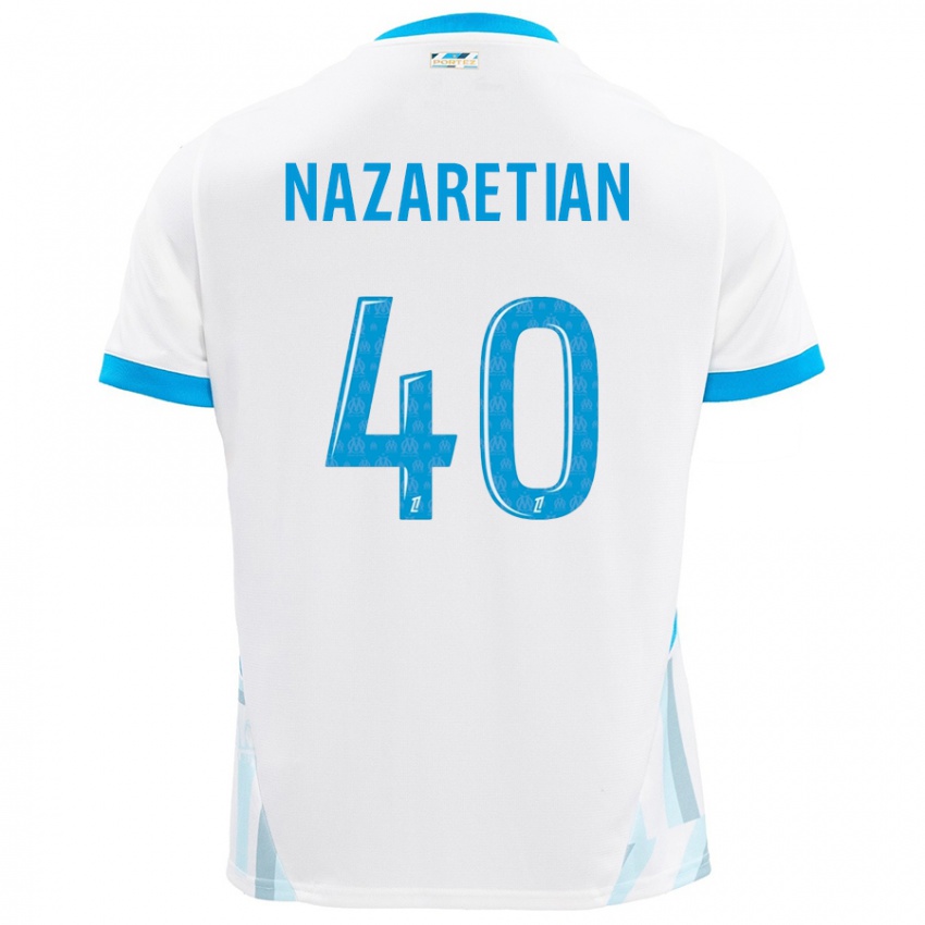 Femme Maillot Manuel Nazaretian #40 Blanc Bleu Ciel Tenues Domicile 2024/25 T-Shirt Suisse