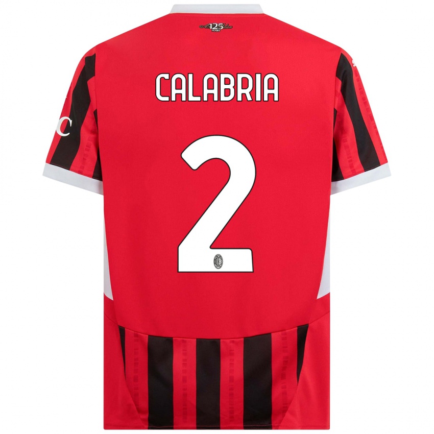 Femme Maillot Davide Calabria #2 Rouge Noir Tenues Domicile 2024/25 T-Shirt Suisse