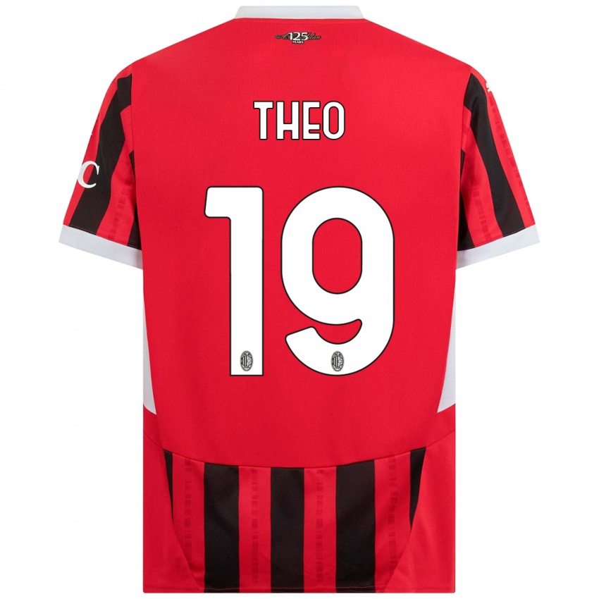 Femme Maillot Theo Hernandez #19 Rouge Noir Tenues Domicile 2024/25 T-Shirt Suisse