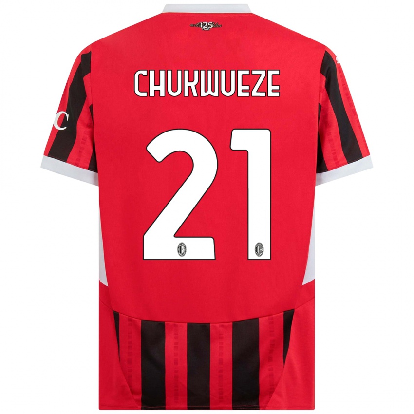 Femme Maillot Samuel Chukwueze #21 Rouge Noir Tenues Domicile 2024/25 T-Shirt Suisse