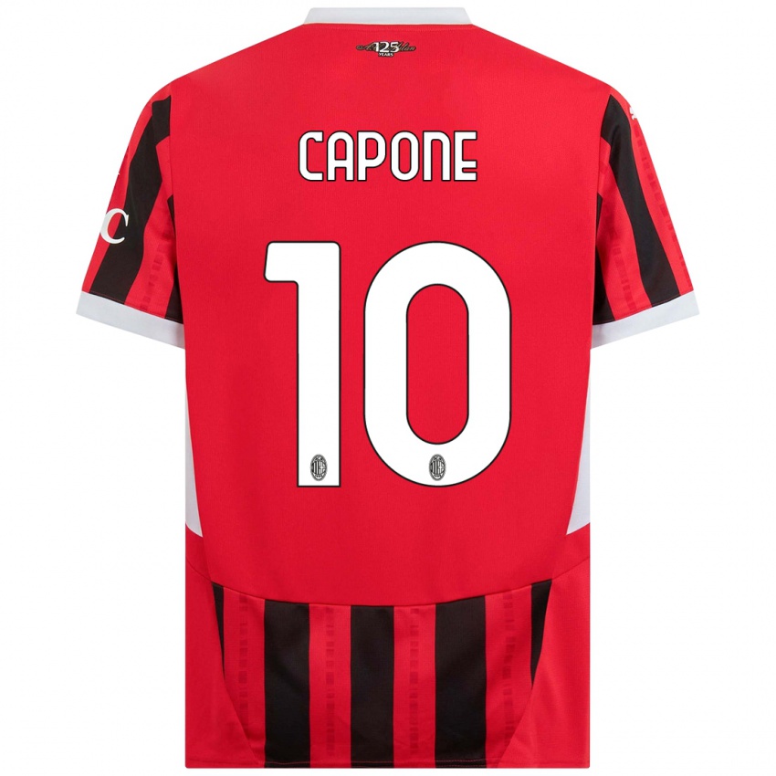 Femme Maillot Andrea Capone #10 Rouge Noir Tenues Domicile 2024/25 T-Shirt Suisse