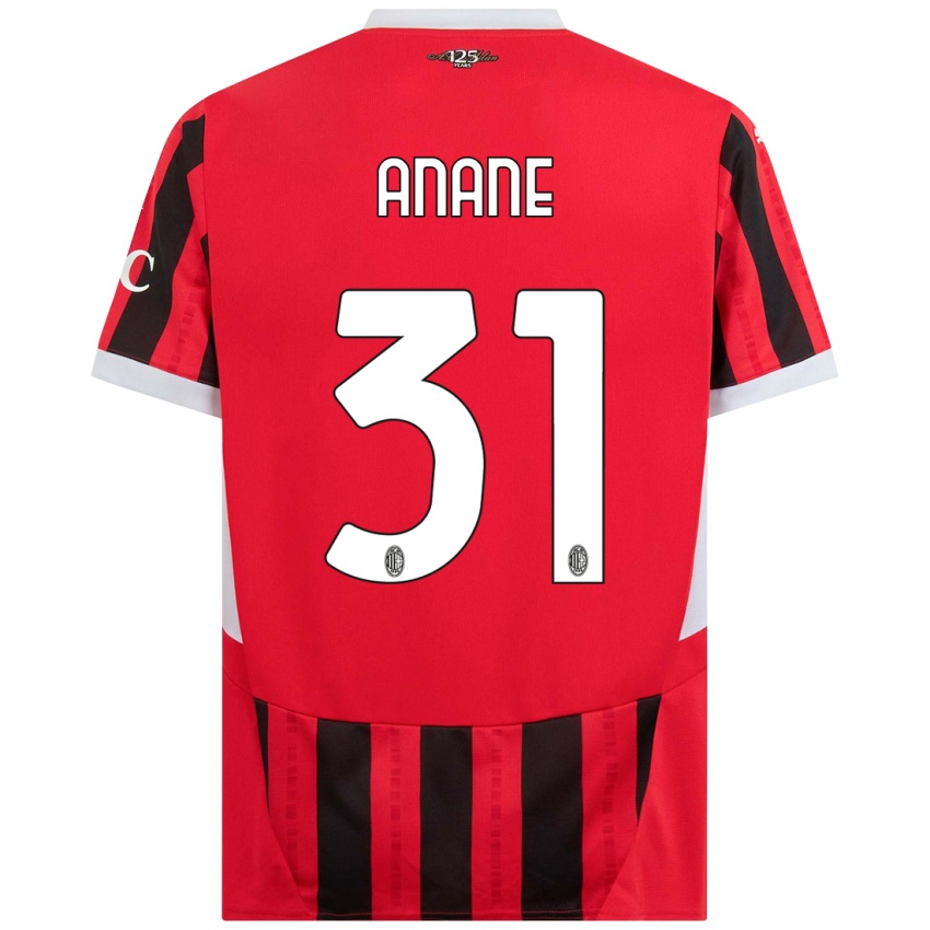 Femme Maillot Emmanuel Anane #31 Rouge Noir Tenues Domicile 2024/25 T-Shirt Suisse