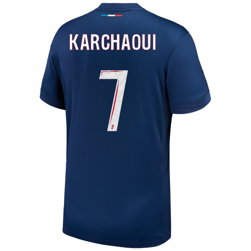 Damen Sakina Karchaoui #7 Marineblau Weiß Heimtrikot Trikot 2024/25 T-Shirt Schweiz