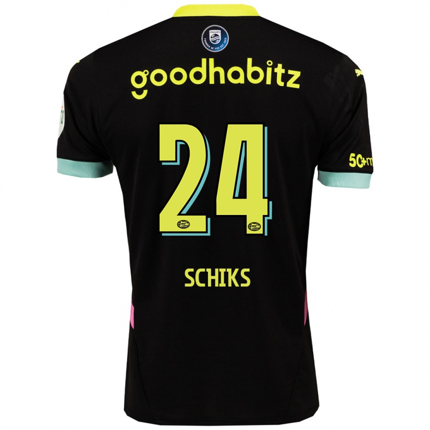 Damen Niek Schiks #24 Schwarz Gelb Auswärtstrikot Trikot 2024/25 T-Shirt Schweiz