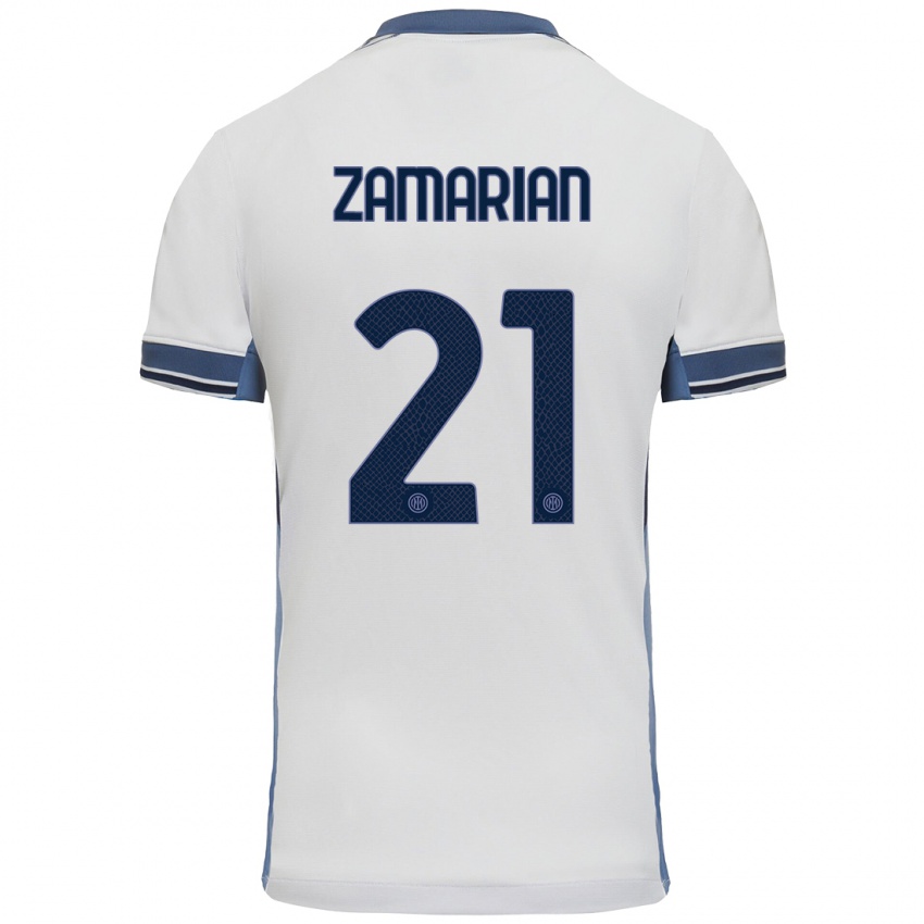 Damen Matteo Zamarian #21 Weißgrau Auswärtstrikot Trikot 2024/25 T-Shirt Schweiz