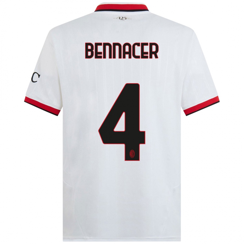 Femme Maillot Ismael Bennacer #4 Blanc Noir Rouge Tenues Extérieur 2024/25 T-Shirt Suisse