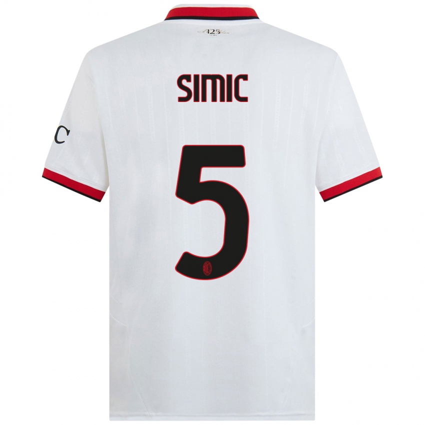 Damen Jan-Carlo Simic #5 Weiß Schwarz Rot Auswärtstrikot Trikot 2024/25 T-Shirt Schweiz