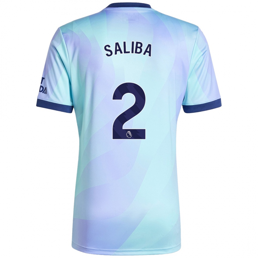 Femme Maillot William Saliba #2 Aqua Troisieme 2024/25 T-Shirt Suisse