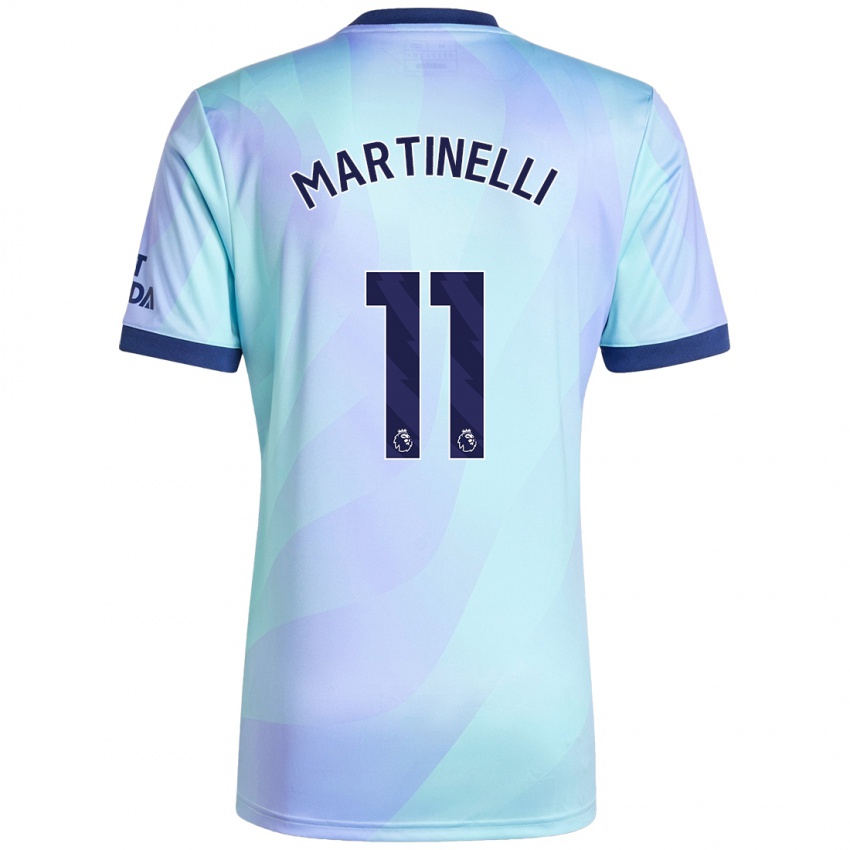 Femme Maillot Gabriel Martinelli #11 Aqua Troisieme 2024/25 T-Shirt Suisse