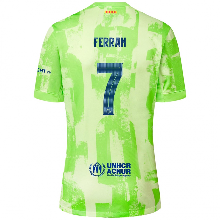 Femme Maillot Ferran Torres #7 Citron Vert Troisieme 2024/25 T-Shirt Suisse