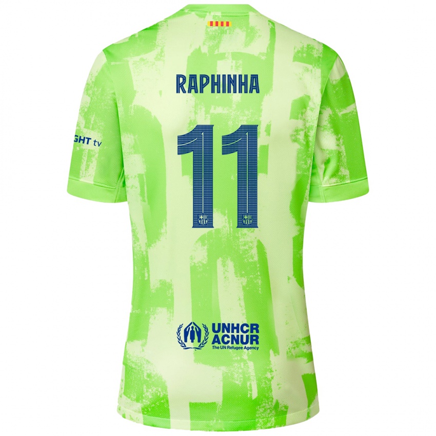 Femme Maillot Raphinha #11 Citron Vert Troisieme 2024/25 T-Shirt Suisse