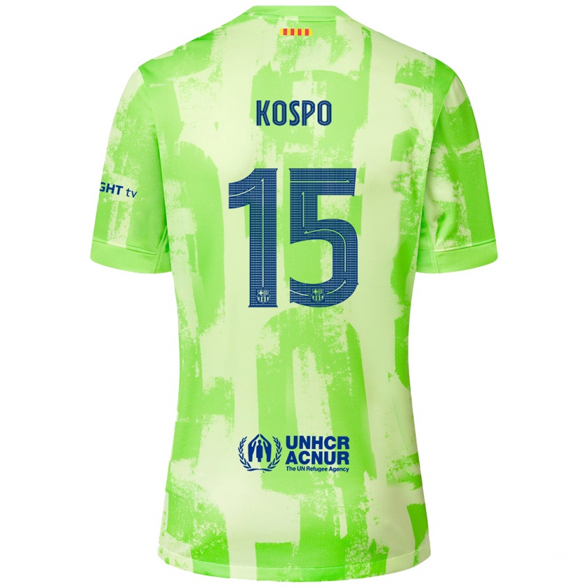 Femme Maillot Eman Kospo #15 Citron Vert Troisieme 2024/25 T-Shirt Suisse