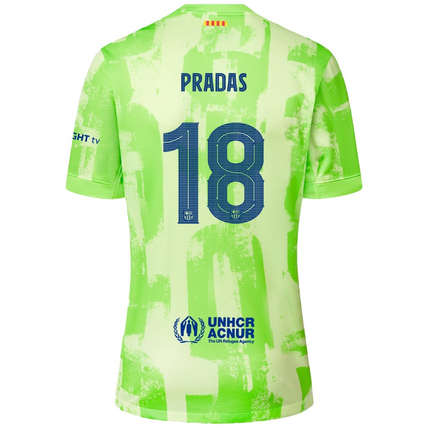 Femme Maillot Arnau Pradas #18 Citron Vert Troisieme 2024/25 T-Shirt Suisse