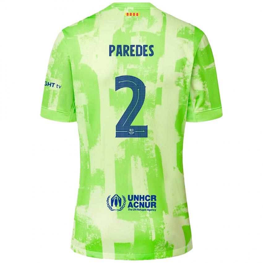 Femme Maillot Irene Paredes #2 Citron Vert Troisieme 2024/25 T-Shirt Suisse