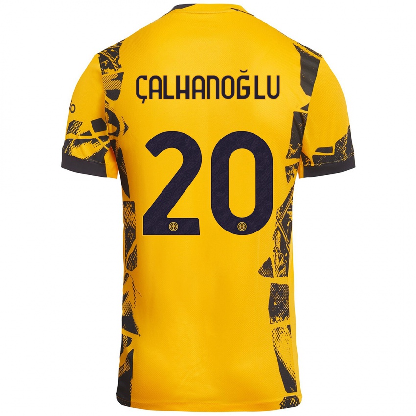 Damen Hakan Çalhanoğlu #20 Gold Schwarz Ausweichtrikot Trikot 2024/25 T-Shirt Schweiz