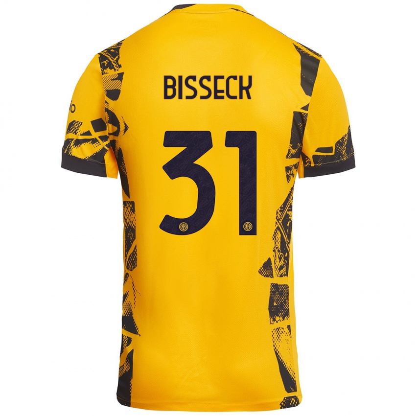 Damen Yann Bisseck #31 Gold Schwarz Ausweichtrikot Trikot 2024/25 T-Shirt Schweiz