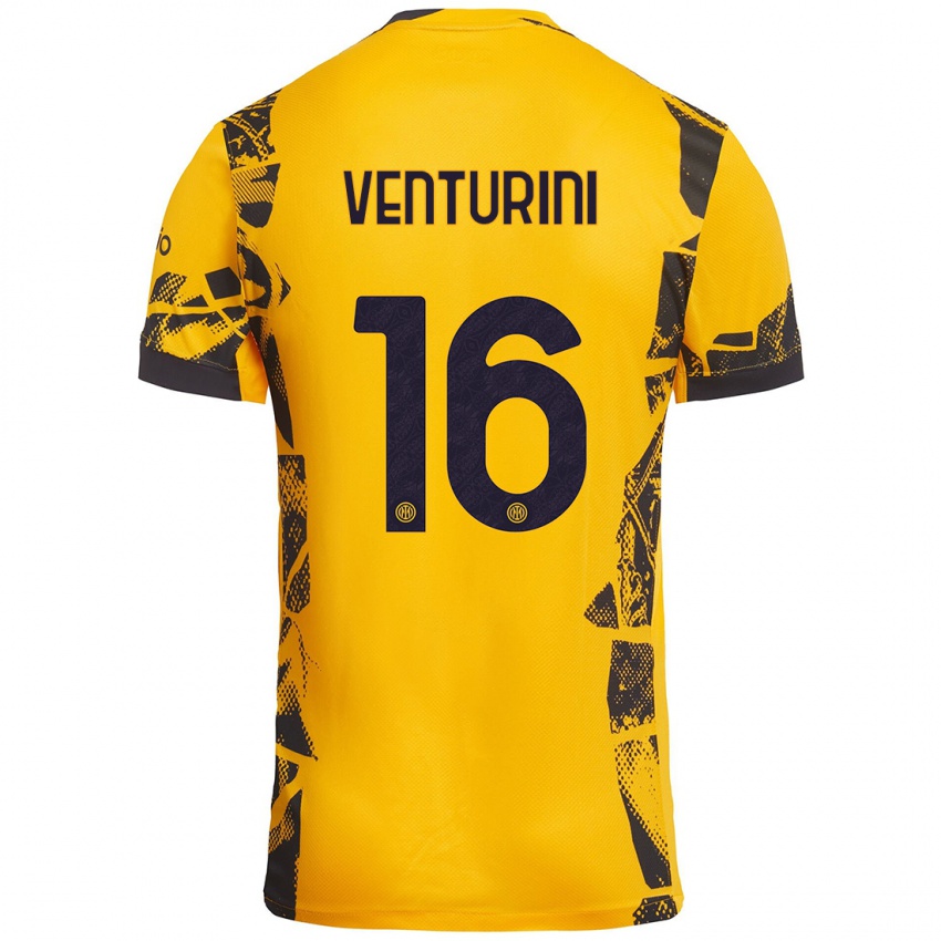 Damen Matteo Venturini #16 Gold Schwarz Ausweichtrikot Trikot 2024/25 T-Shirt Schweiz