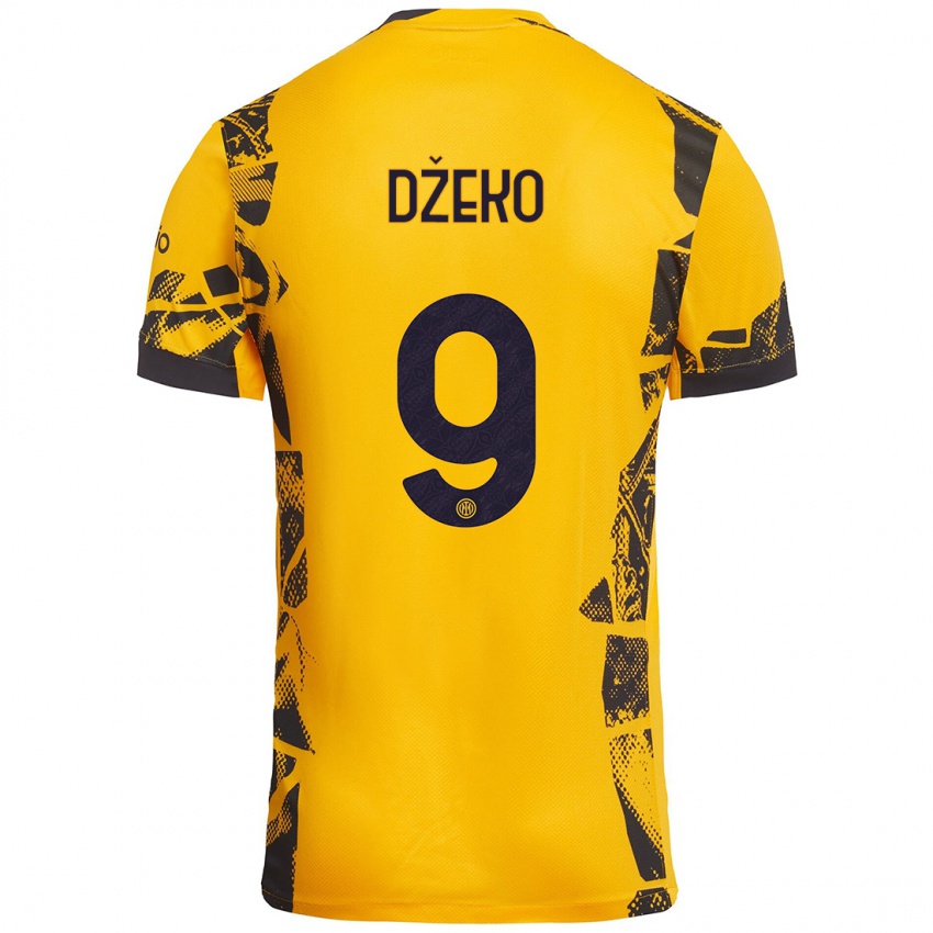 Damen Edin Dzeko #9 Gold Schwarz Ausweichtrikot Trikot 2024/25 T-Shirt Schweiz