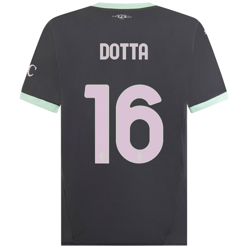 Femme Maillot Cristiano Dotta #16 Gris Troisieme 2024/25 T-Shirt Suisse