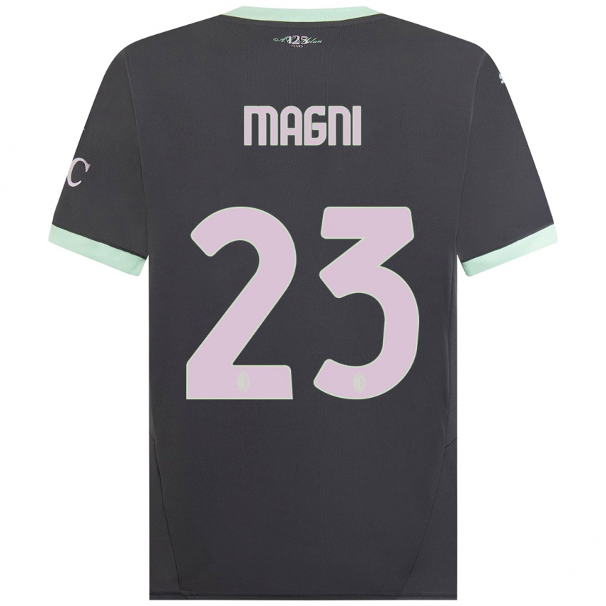 Femme Maillot Vittorio Magni #23 Gris Troisieme 2024/25 T-Shirt Suisse