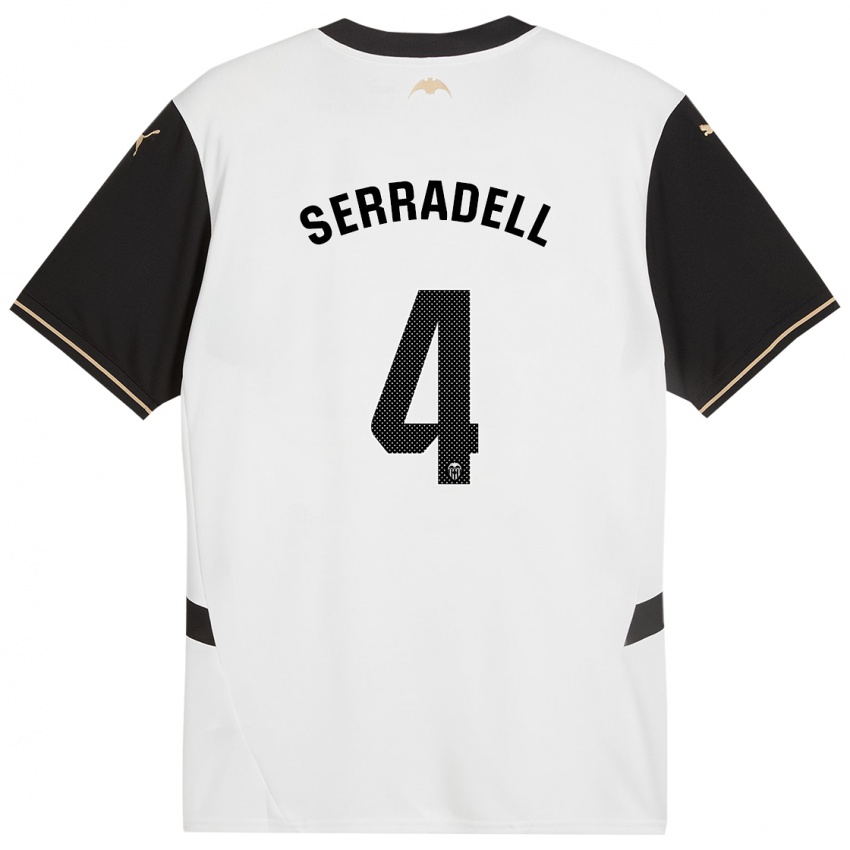 Enfant Maillot Álex Serradell #4 Blanc Noir Tenues Domicile 2024/25 T-Shirt Suisse