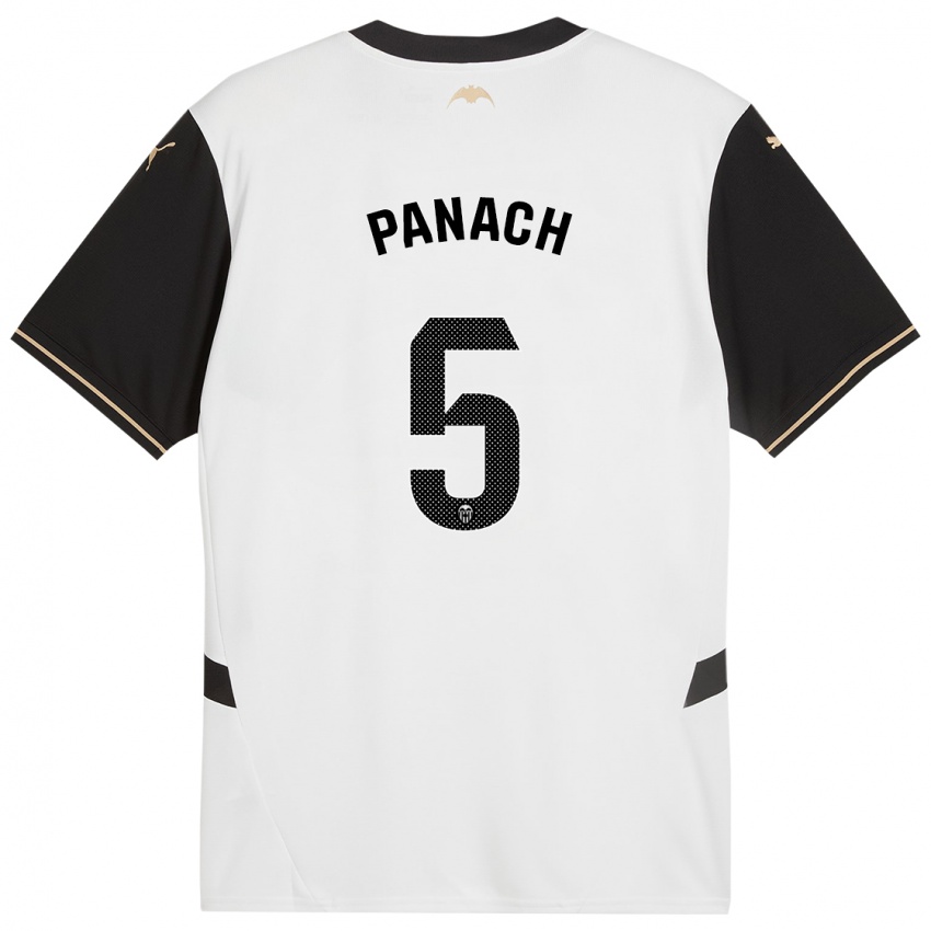 Enfant Maillot Alejandro Panach #5 Blanc Noir Tenues Domicile 2024/25 T-Shirt Suisse