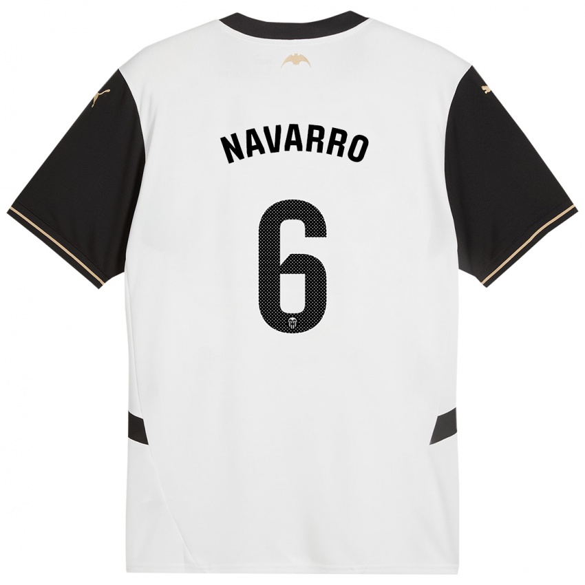 Enfant Maillot Javi Navarro #6 Blanc Noir Tenues Domicile 2024/25 T-Shirt Suisse