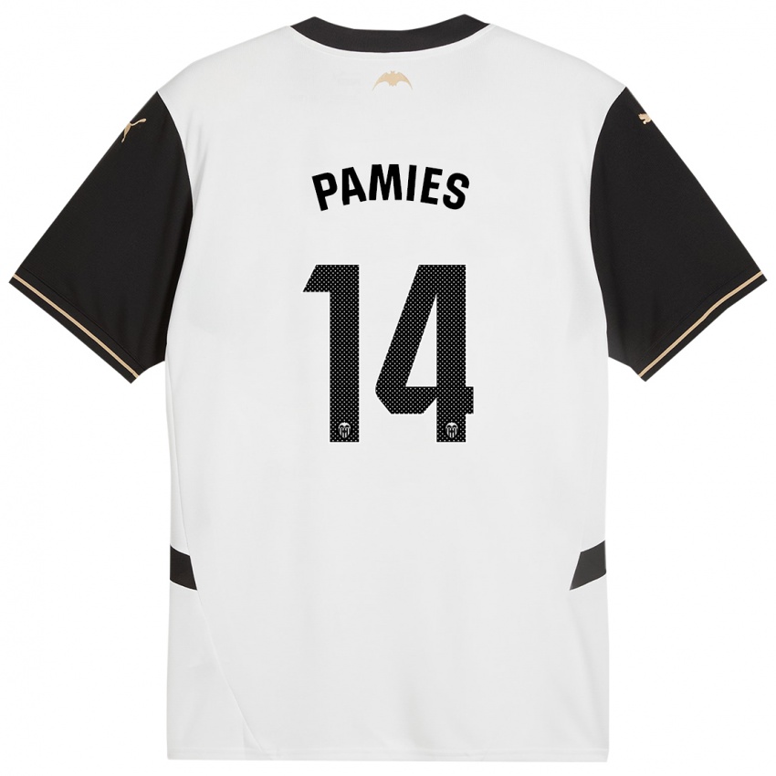 Enfant Maillot Javi Pamies #14 Blanc Noir Tenues Domicile 2024/25 T-Shirt Suisse