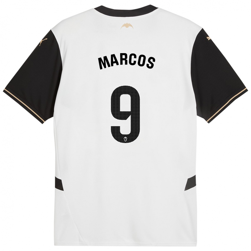 Enfant Maillot Ana Marcos #9 Blanc Noir Tenues Domicile 2024/25 T-Shirt Suisse