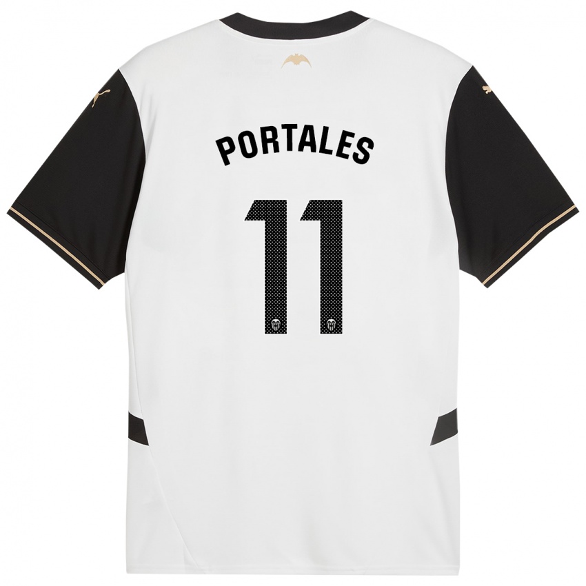 Enfant Maillot Macarena Portales #11 Blanc Noir Tenues Domicile 2024/25 T-Shirt Suisse