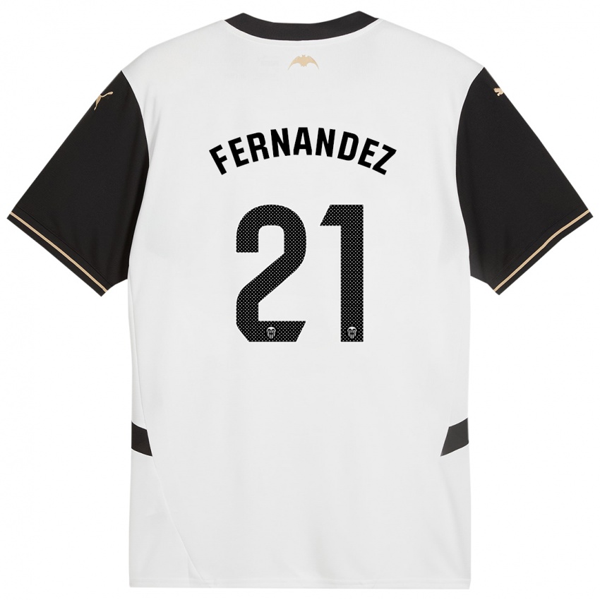 Enfant Maillot Estela Fernández #21 Blanc Noir Tenues Domicile 2024/25 T-Shirt Suisse