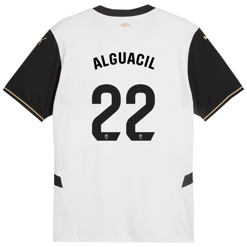 Enfant Maillot Ainhoa Alguacil #22 Blanc Noir Tenues Domicile 2024/25 T-Shirt Suisse