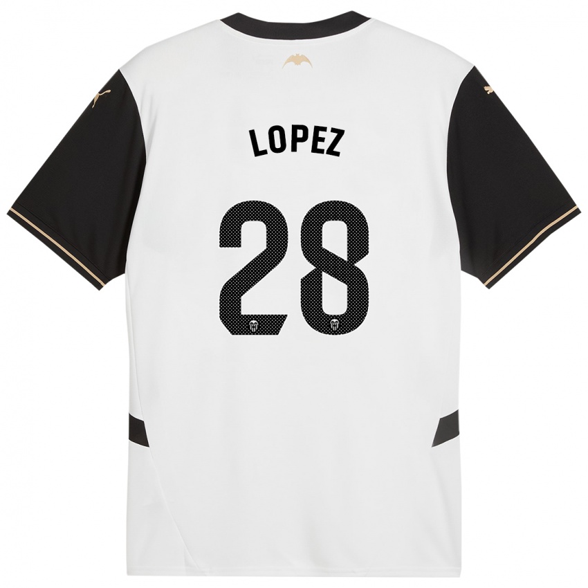 Enfant Maillot Saray Lopez #28 Blanc Noir Tenues Domicile 2024/25 T-Shirt Suisse