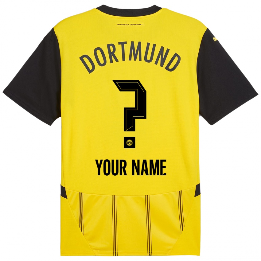 Enfant Maillot Votre Nom #0 Jaune Noir Tenues Domicile 2024/25 T-Shirt Suisse