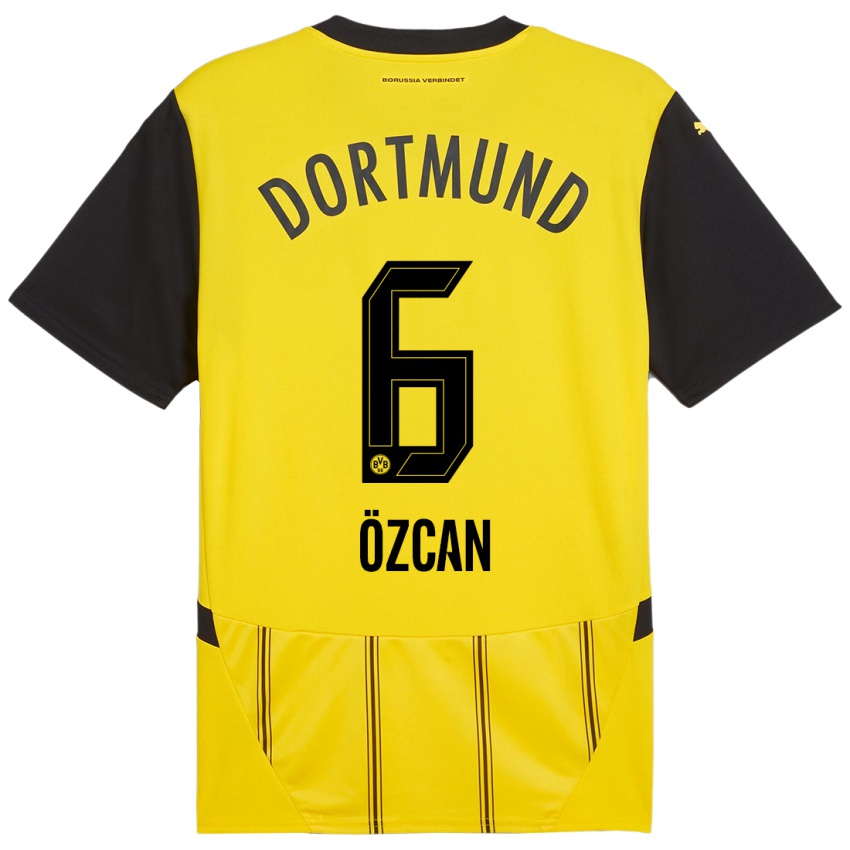 Enfant Maillot Salih Ozcan #6 Jaune Noir Tenues Domicile 2024/25 T-Shirt Suisse