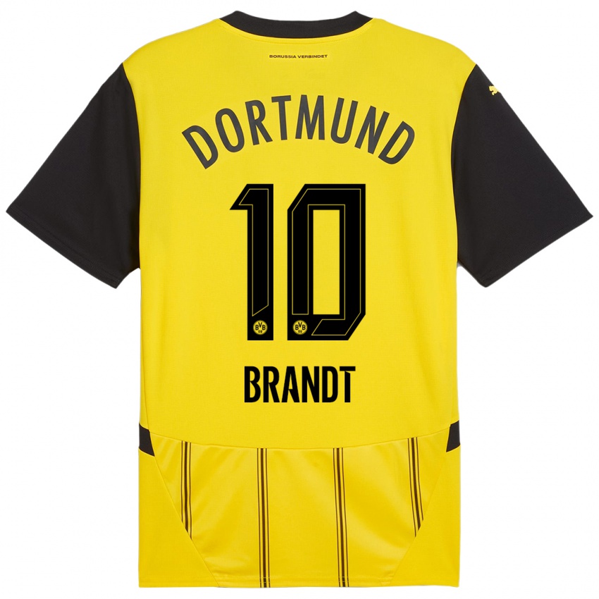 Enfant Maillot Julian Brandt #10 Jaune Noir Tenues Domicile 2024/25 T-Shirt Suisse