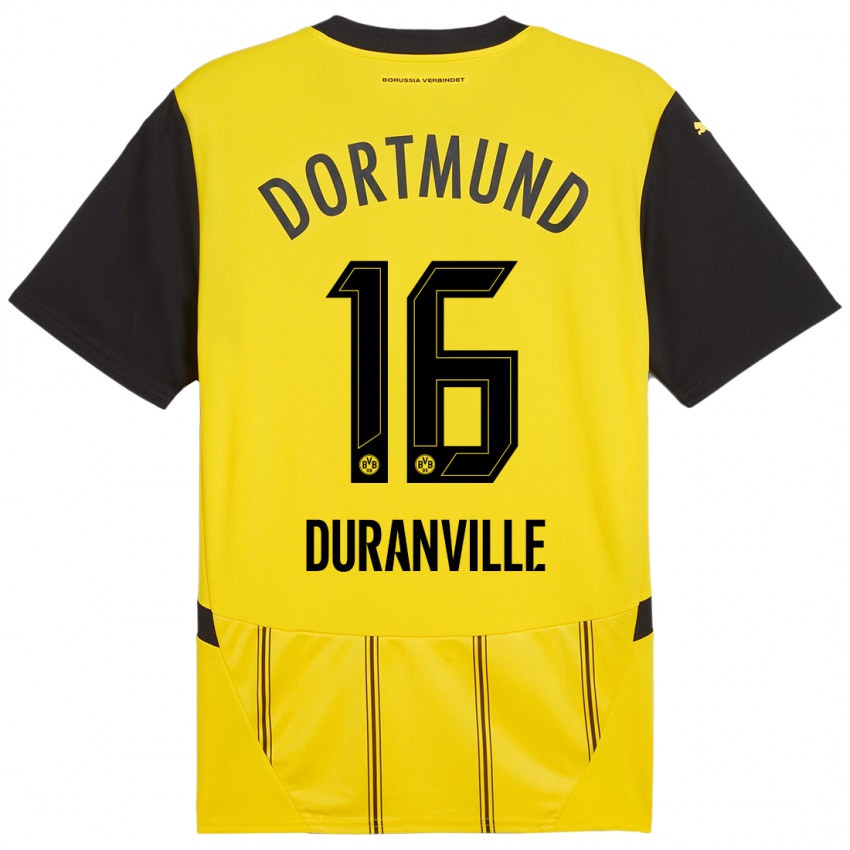 Enfant Maillot Julien Duranville #16 Jaune Noir Tenues Domicile 2024/25 T-Shirt Suisse