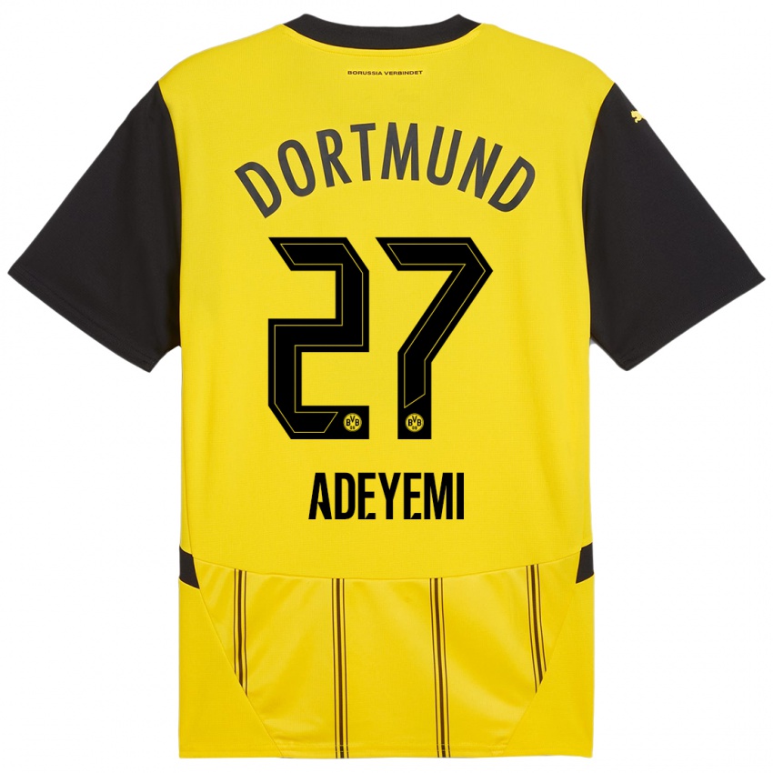 Enfant Maillot Karim Adeyemi #27 Jaune Noir Tenues Domicile 2024/25 T-Shirt Suisse