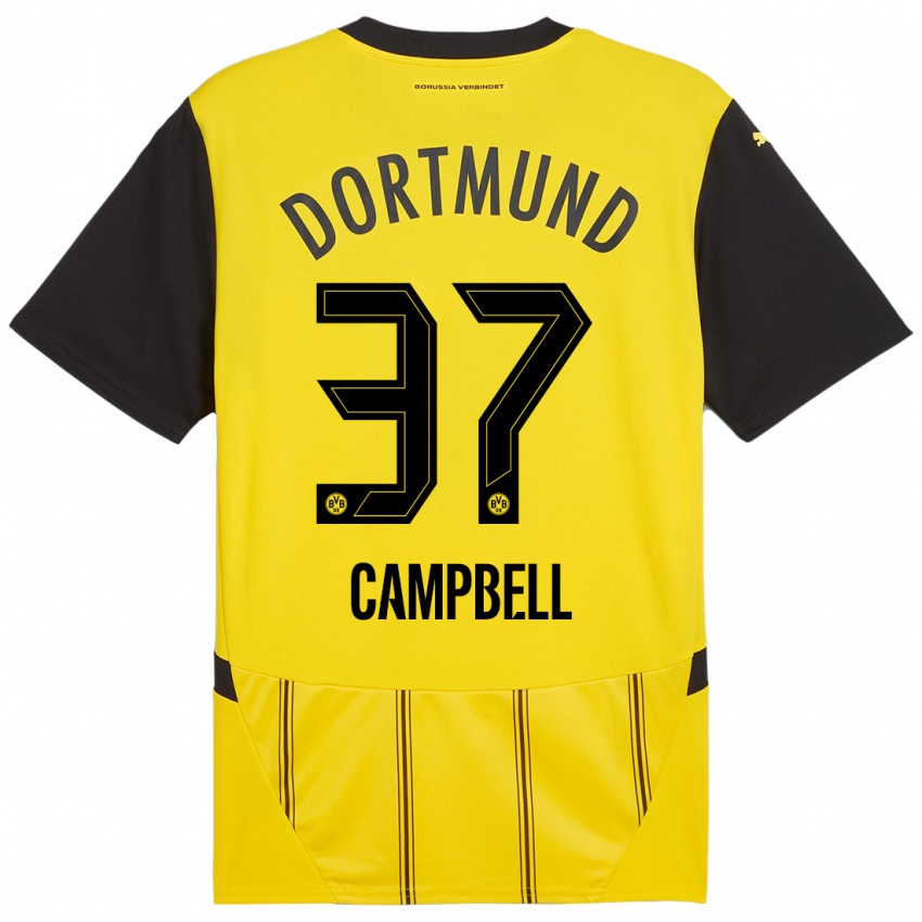 Enfant Maillot Cole Campbell #37 Jaune Noir Tenues Domicile 2024/25 T-Shirt Suisse