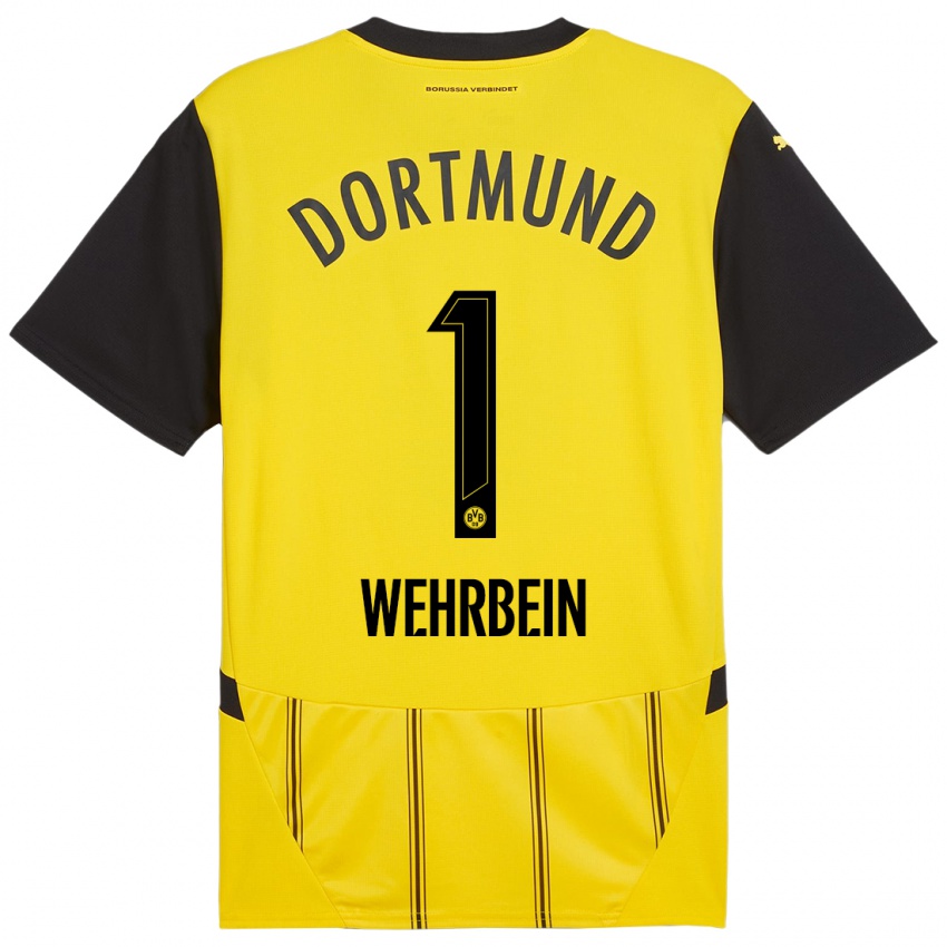 Enfant Maillot Jan-Mattis Wehrbein #1 Jaune Noir Tenues Domicile 2024/25 T-Shirt Suisse