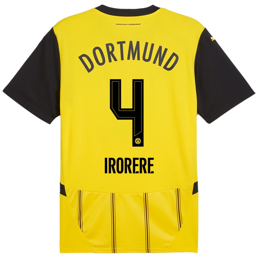 Enfant Maillot Felix Irorere #4 Jaune Noir Tenues Domicile 2024/25 T-Shirt Suisse