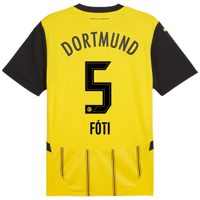 Enfant Maillot António Fóti #5 Jaune Noir Tenues Domicile 2024/25 T-Shirt Suisse