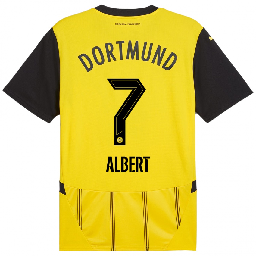 Enfant Maillot Mathis Albert #7 Jaune Noir Tenues Domicile 2024/25 T-Shirt Suisse