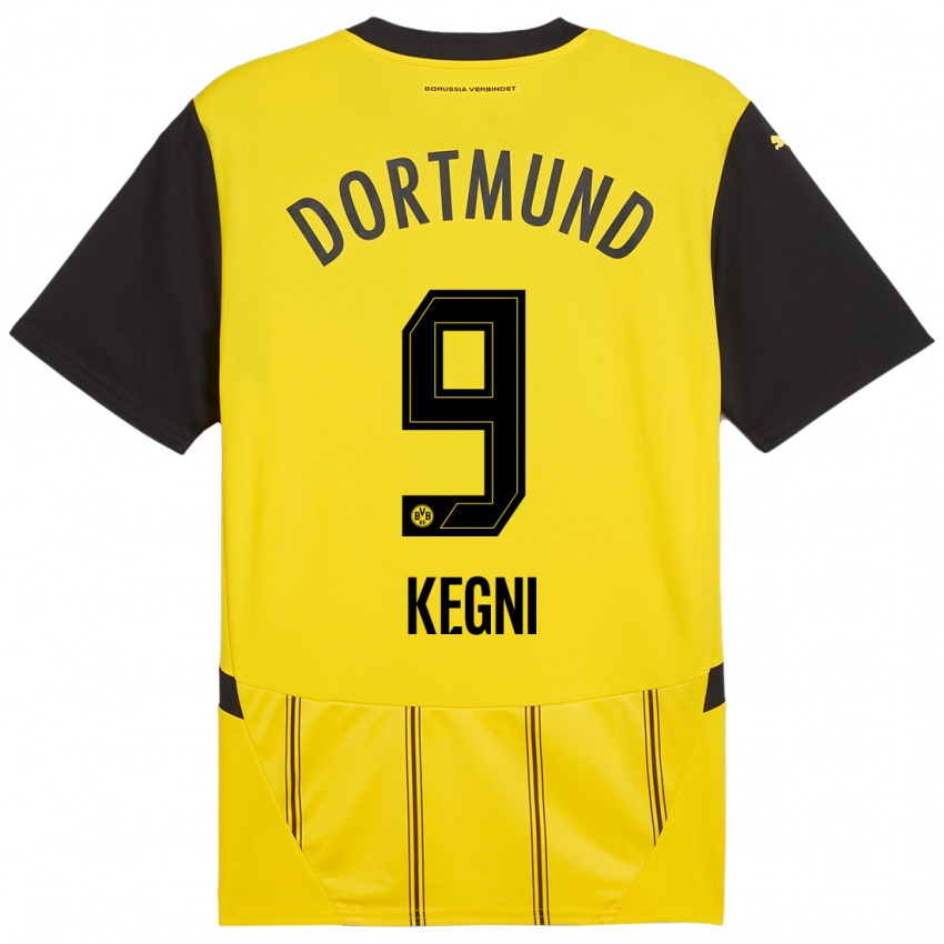 Enfant Maillot Pharell Kegni #9 Jaune Noir Tenues Domicile 2024/25 T-Shirt Suisse