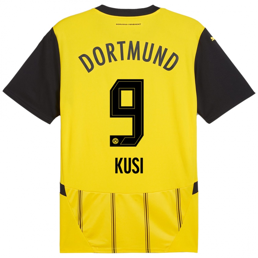 Enfant Maillot Jemain Kusi #9 Jaune Noir Tenues Domicile 2024/25 T-Shirt Suisse