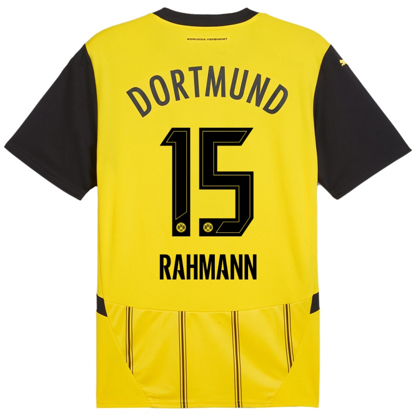 Enfant Maillot Luke Rahmann #15 Jaune Noir Tenues Domicile 2024/25 T-Shirt Suisse