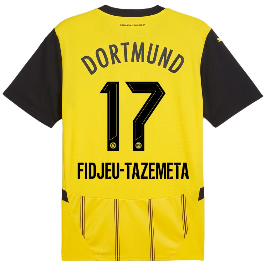 Enfant Maillot Thierry Fidjeu-Tazemeta #17 Jaune Noir Tenues Domicile 2024/25 T-Shirt Suisse